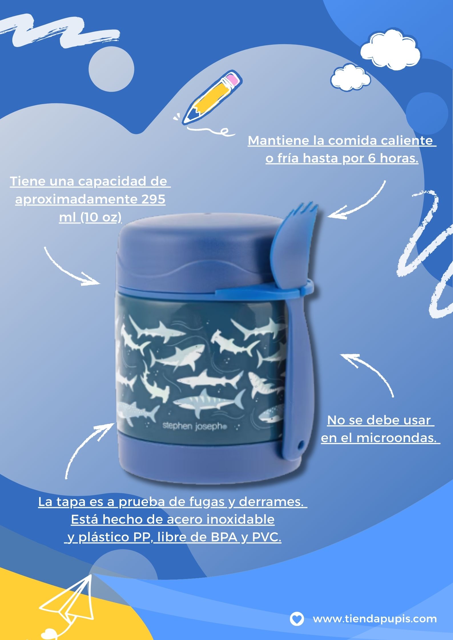 Póster Anuncio Papelería Regreso a Clases Divertido Azul (11)